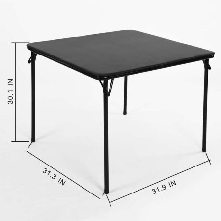 For Living 34-in x 34-in Portable Vinyl Top Metal Folding Card Game/Activity Table, Black