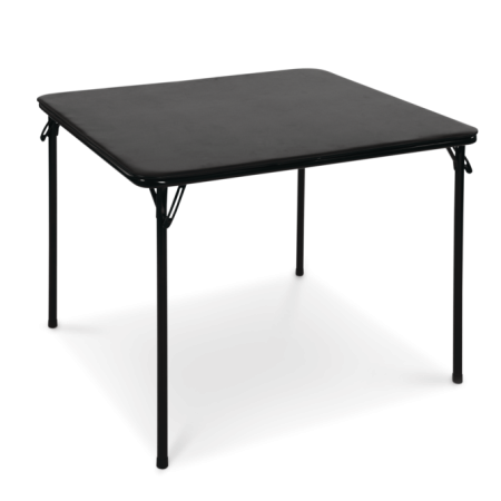 For Living 34-in x 34-in Portable Vinyl Top Metal Folding Card Game/Activity Table, Black