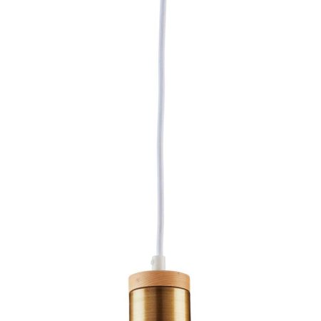 For Living Frosted Metal Shade Ceiling Pendant Light Fixture, White/Wood/Gold