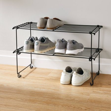 For Living Stackable Shoe Shelf, Black