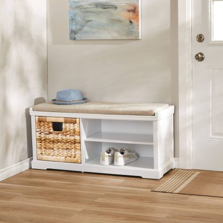 For Living Storage Bench, White