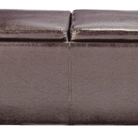 For Living Storage Ottoman/Bench With Built-In Tray Tables & Padded Seat, Espresso Brown