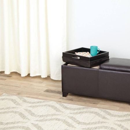 For Living Storage Ottoman/Bench With Built-In Tray Tables & Padded Seat, Espresso Brown