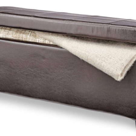 For Living Upholstered Hinge-Top Storage Ottoman/Bench With Padded Seat, Espresso Brown