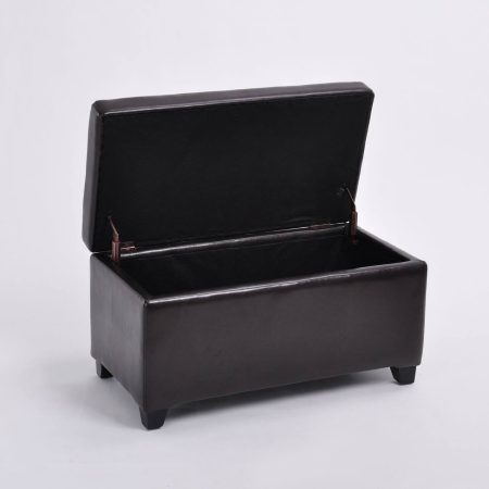 For Living Upholstered Hinge-Top Storage Ottoman/Bench With Padded Seat, Espresso Brown