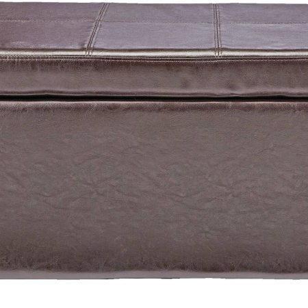 For Living Upholstered Hinge-Top Storage Ottoman/Bench With Padded Seat, Espresso Brown