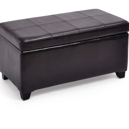 For Living Upholstered Hinge-Top Storage Ottoman/Bench With Padded Seat, Espresso Brown