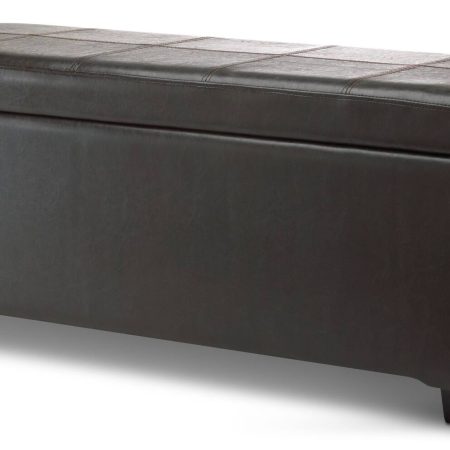 For Living Upholstered Hinge-Top Storage Ottoman/Bench With Padded Seat, Espresso Brown