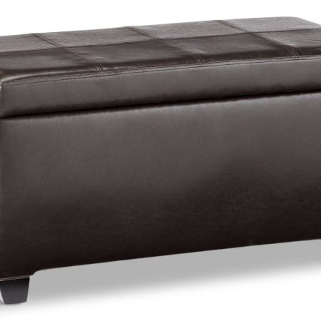 For Living Upholstered Hinge-Top Storage Ottoman/Bench With Padded Seat, Espresso Brown