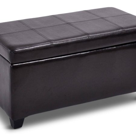 For Living Upholstered Hinge-Top Storage Ottoman/Bench With Padded Seat, Espresso Brown