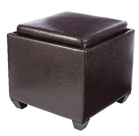 For Living Storage Cube Ottoman/Footrest/Seat With Built-In Tray Table, Espresso Brown