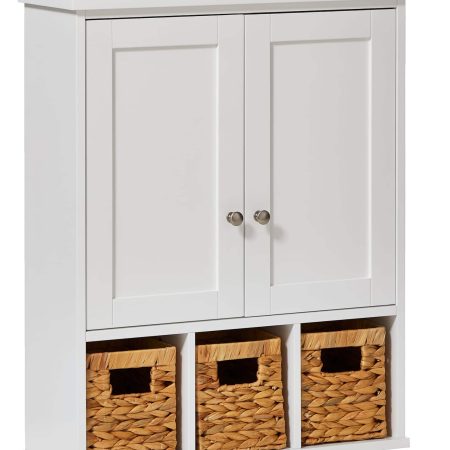 For Living Wall Mount Cabinet With Baskets, White