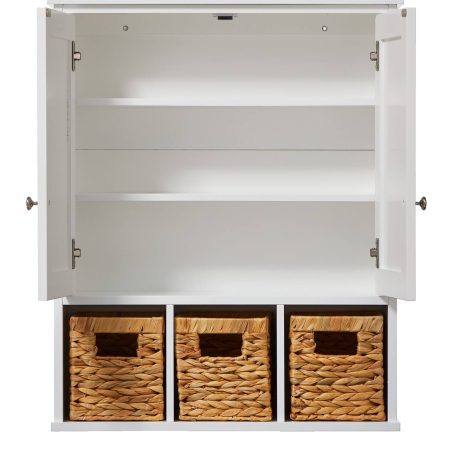 For Living Wall Mount Cabinet With Baskets, White