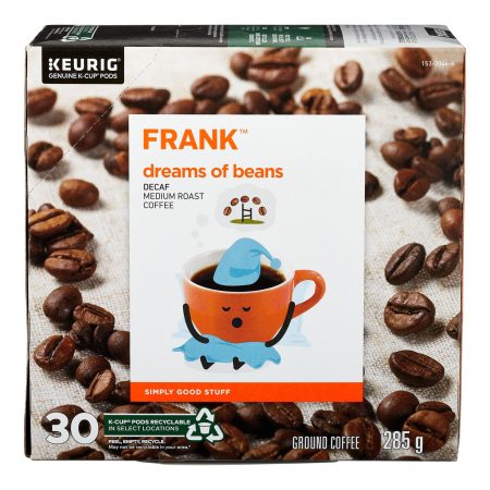 FRANK Dreams of Beans Medium Roast K-Cup® Coffee Pods, 285-g, 30-pk, Keurig Compatible