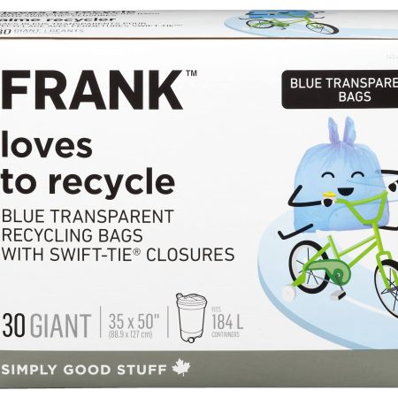 FRANK Giant Blue Recycle Bags, 184-L, 30-ct