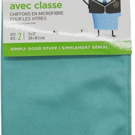 FRANK Glass Cleaning Machine Washable Microfibre Cloths, Blue, 2-pk