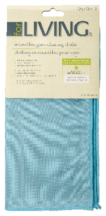 FRANK Glass Cleaning Machine Washable Microfibre Cloths, Blue, 2-pk