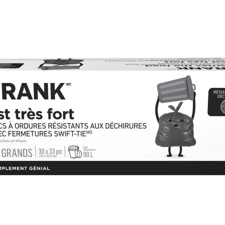 FRANK Large Swift-Tie Outdoor Textured Garbage Bags, 20-pk, 90-L