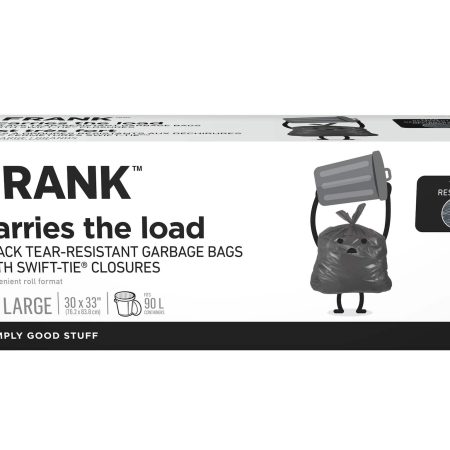 FRANK Large Swift-Tie Outdoor Textured Garbage Bags, 20-pk, 90-L