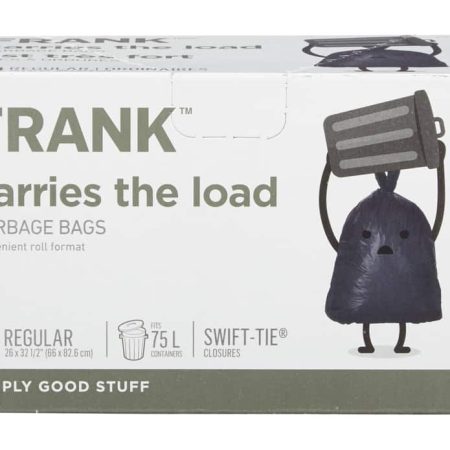 FRANK Regular Swift-Tie Garbage Bags, 40-pk, Black, 74-L