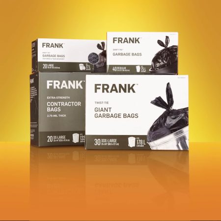 FRANK Extra-Large Twist-Tie Contractor Garbage Bags, 20-pk, Black, 135-L