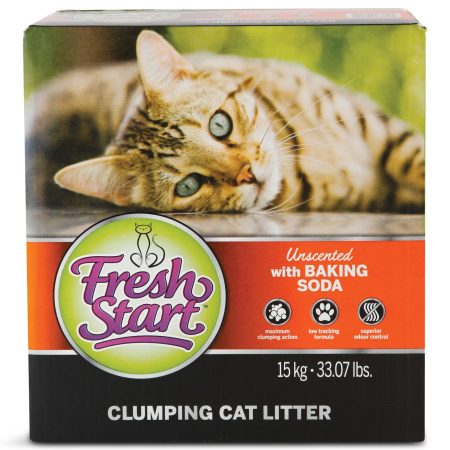 Fresh Start Clumping Cat Litter, Unscented with Baking Soda, 15kg