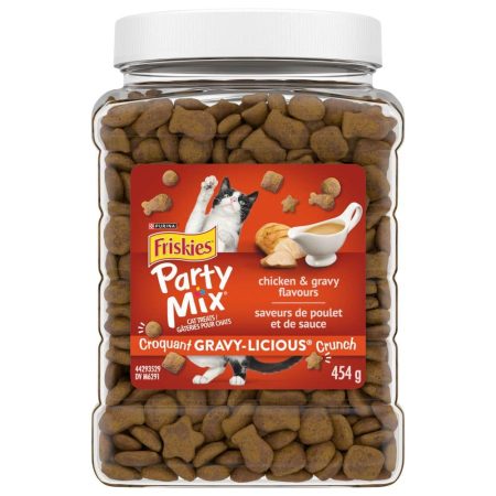 Friskies Party Mix™ Gravy-licious™ Chicken & Gravy Flavour Dry Cat Treats, 454-g