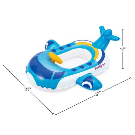 Funsicle Go Float Jet Inflatable Ride-On Water/Pool Float, Blue, 37-in x 33-in