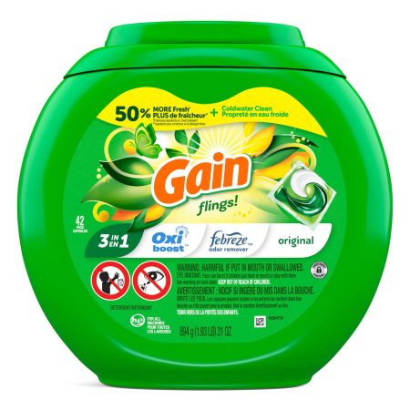 Gain flings Laundry Detergent Soap Pacs, 42 Count, Original Scent