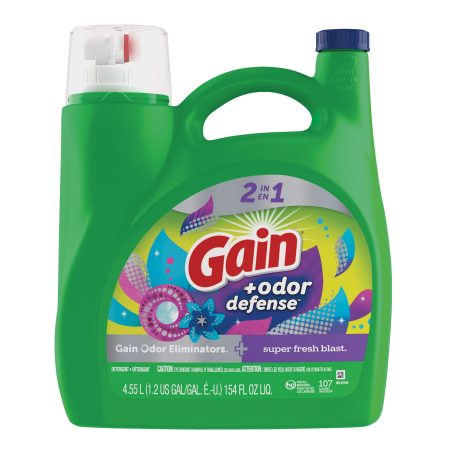 Gain + Odor Defense Liquid Laundry Detergent, Super Fresh Blast Scent, 107 LD,  4.55 L