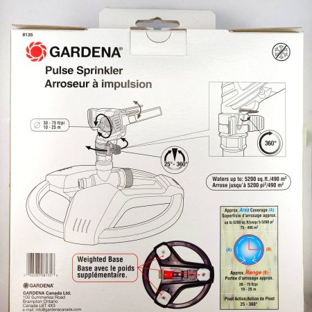 Gardena Deluxe Impulse Sprinkler with a Weighted Base, 5200 sq.ft