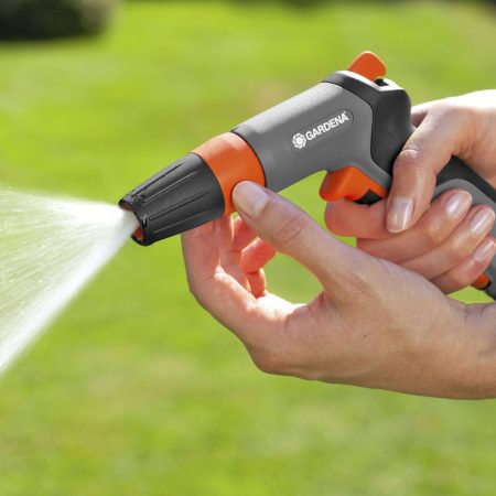 Gardena Frost Proof Adjustable Front-Trigger Garden Water Hose Pistol Nozzle, Water Stop