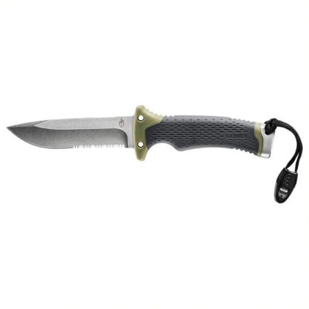 Gerber Ultimate Survival Fixed Blade Hunting Knife w/ Fire Starter, Sharpener, and Sheath