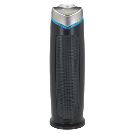 GermGuardian AC4825DLX 4-in-1 HEPA Filter & UVC Tower Air Purifier, Removes Allergens & Odours, Black, Small-Medium Room