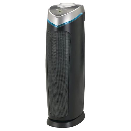 GermGuardian AC4825DLX 4-in-1 HEPA Filter & UVC Tower Air Purifier, Removes Allergens & Odours, Black, Small-Medium Room