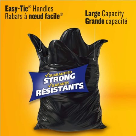 Glad Regular Easy-Tie Flap Indoor/Outdoor Garbage Bags, 100-pk, Black, 74-L