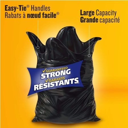 Glad Regular Easy-Tie Flap Indoor/Outdoor Garbage Bags, 40-pk, Black, 74-L