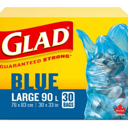 Glad Large Easy-Tie Flap Recycling Bags, 30-pk, Blue, 90-L