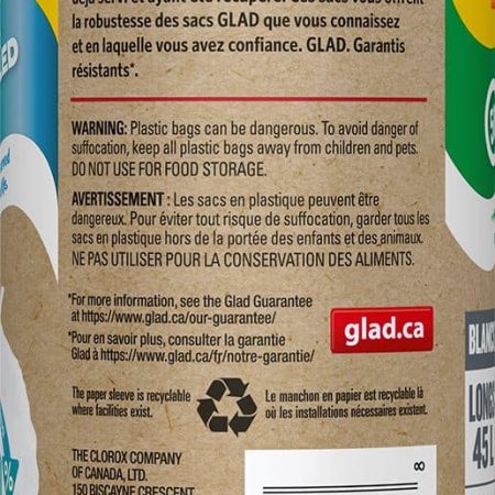 GLAD PCR Garbage Bags, 45-L