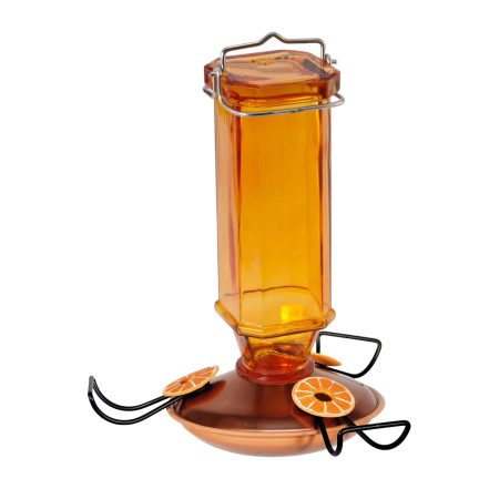 Panacea Glass Bright Orange Mason Jar Oriole Feeder, 10 oz, 9.5-in