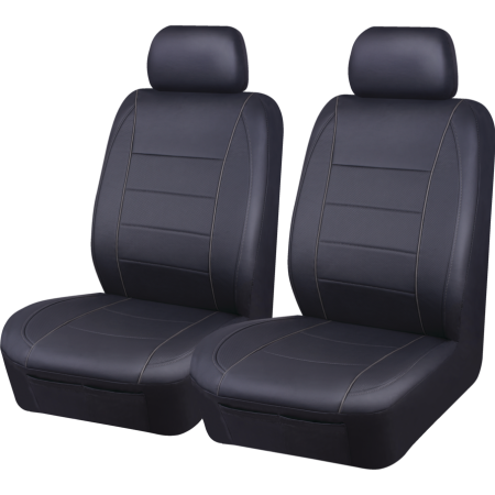 AutoTrends Low Back Synthetic Leather PVC Seat Cover, Grey, 2-pk