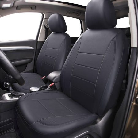 AutoTrends Low Back Synthetic Leather PVC Seat Cover, Grey, 2-pk