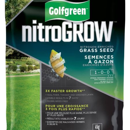 Golfgreen NitroGROW Sun & Shade Nitrogen-Enriched Grass Seed & Fertilizer Mix, 1-0-0, 4-kg