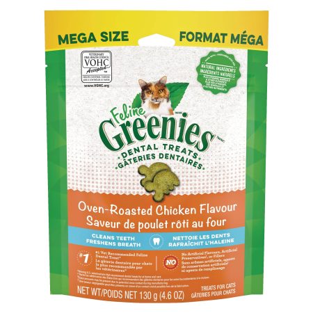 Greenies Feline Oven-Roasted Chicken Flavour Cat Dental Treat, 4.6-oz