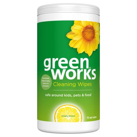 Greenworks Cleaning Wipes, Lemon, 75-pk