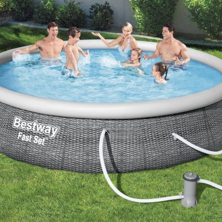 HydroForce Rattan Quick Set Inflatable Pool with Pump, 13-ft x 33-in