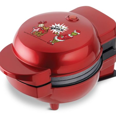 Grinch Non-Stick Mini Waffle Maker and Griddle, Red