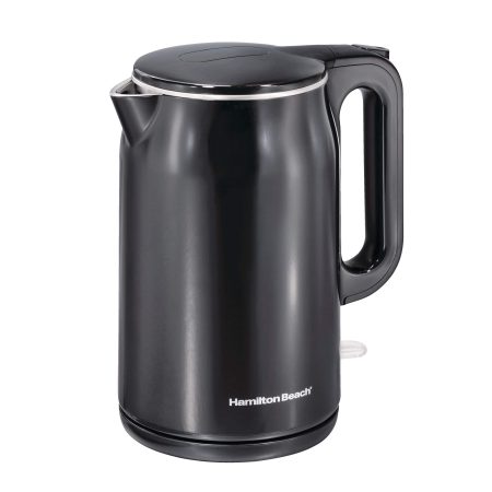 Hamilton Beach Cordless Cool Touch Electric Kettle w/ LED Indicator Switch, Black, 1.6L