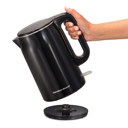 Hamilton Beach Cordless Cool Touch Electric Kettle w/ LED Indicator Switch, Black, 1.6L