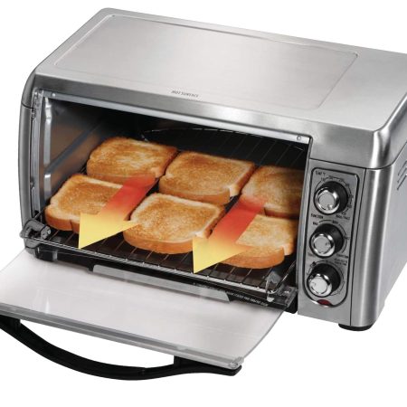 Hamilton Beach Easy-Reach Convection Toaster Oven w/ 3 Functions, Stainless Steel, 6-Slices